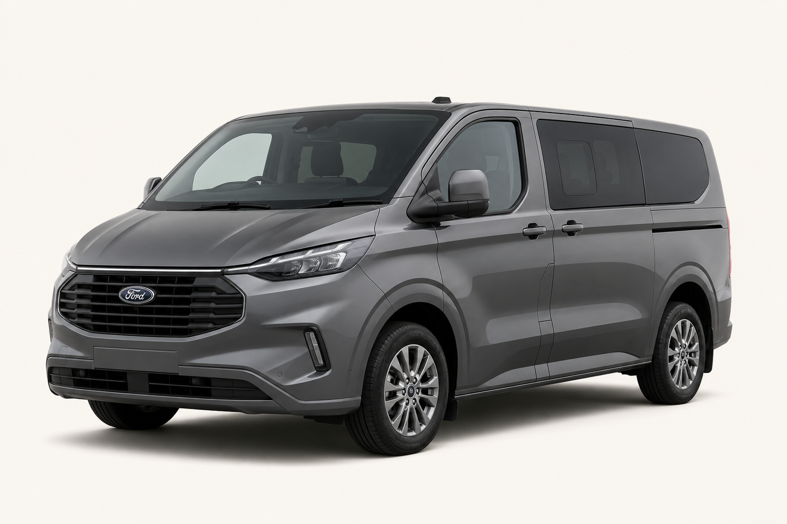 Grey Ford Transit Custom double cab van